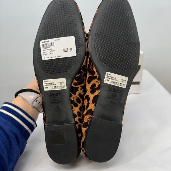SCHUTZ New in Box Arissa Leopard Ballerina Square Toe Flats in Leopard // 9.5 - Picture 7 of 9